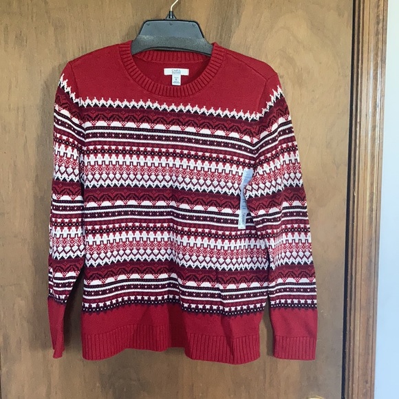 Relist 2/21 ❌ Croft & barrow classic crewneck fair isle sweater LP - Picture 4 of 16